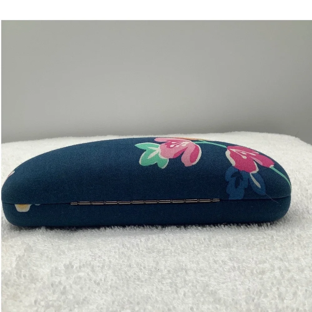 Vera Bradley Navy Blue Tropical Floral Hard‎ Shell Eyeglass Case Clamshell